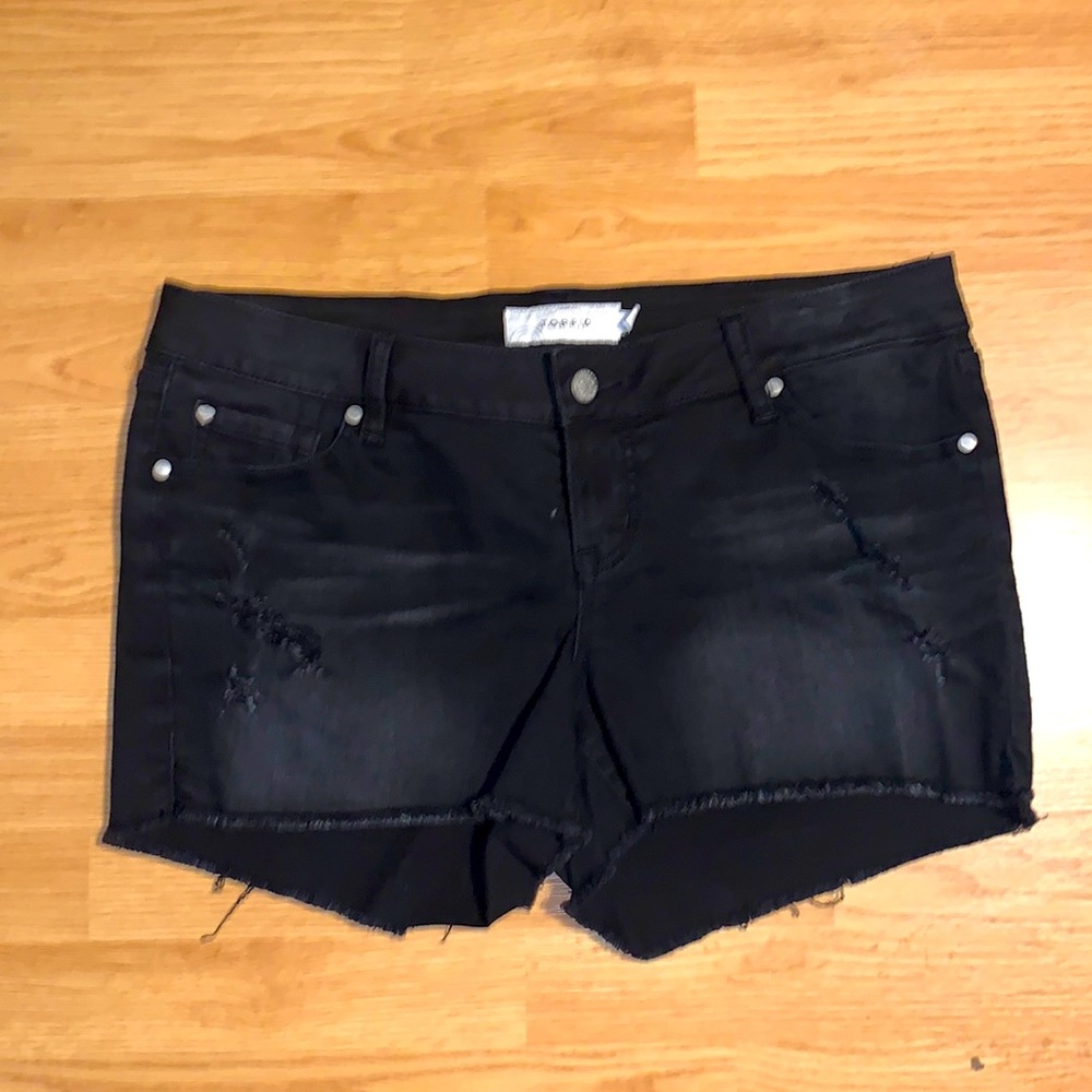 torrid Black Distressed Denim Short Shorts